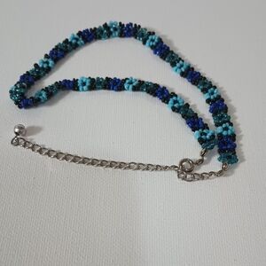 Handmade Blue Beaded Choker Necklace